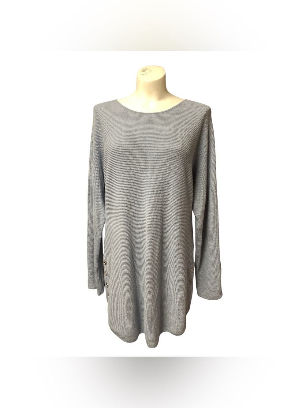 Michael Kors Light Gray Ribbed Long-Sleeve Tunic Size M